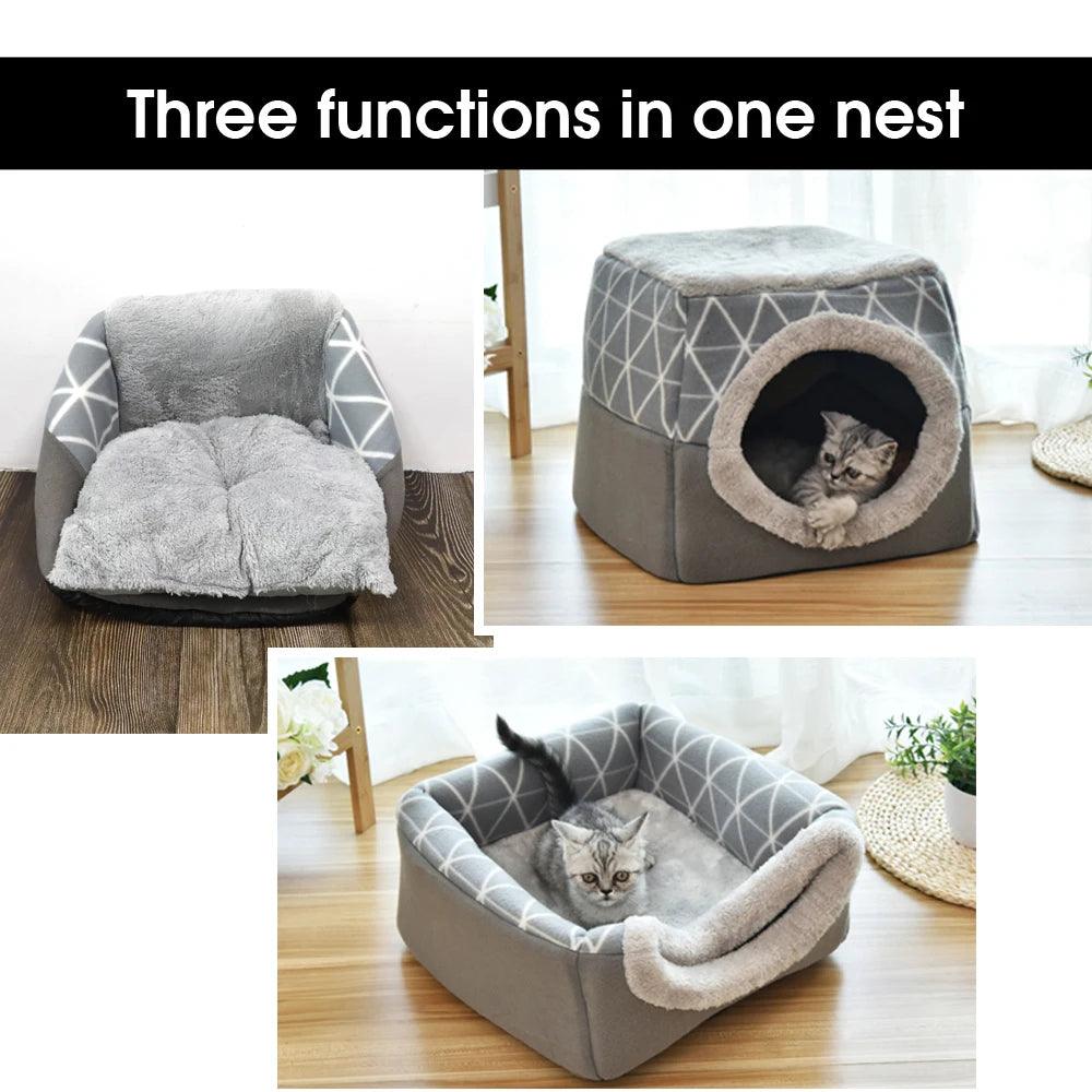 Multiple Cat Bed Nest Warm Kitten Dog Mat Kennel Soft Pet Sleeping Beds Sofa Small Dogs Cats Cushion Blanket Fashion Furniture