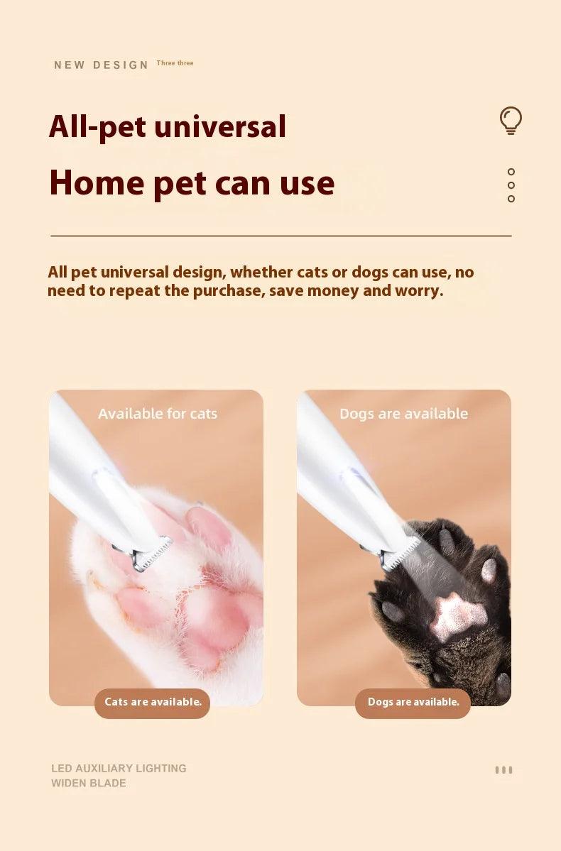 Pet Foot Shaver: Electric Paw Trimmer with LED Light – Precision and Comfort for Dogs and Cats!