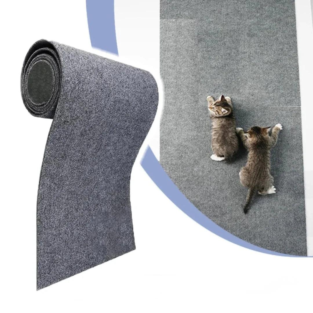 Cat scratch furniture protector, cuttable self-adhesive carpet pad instead of cat tree shelf