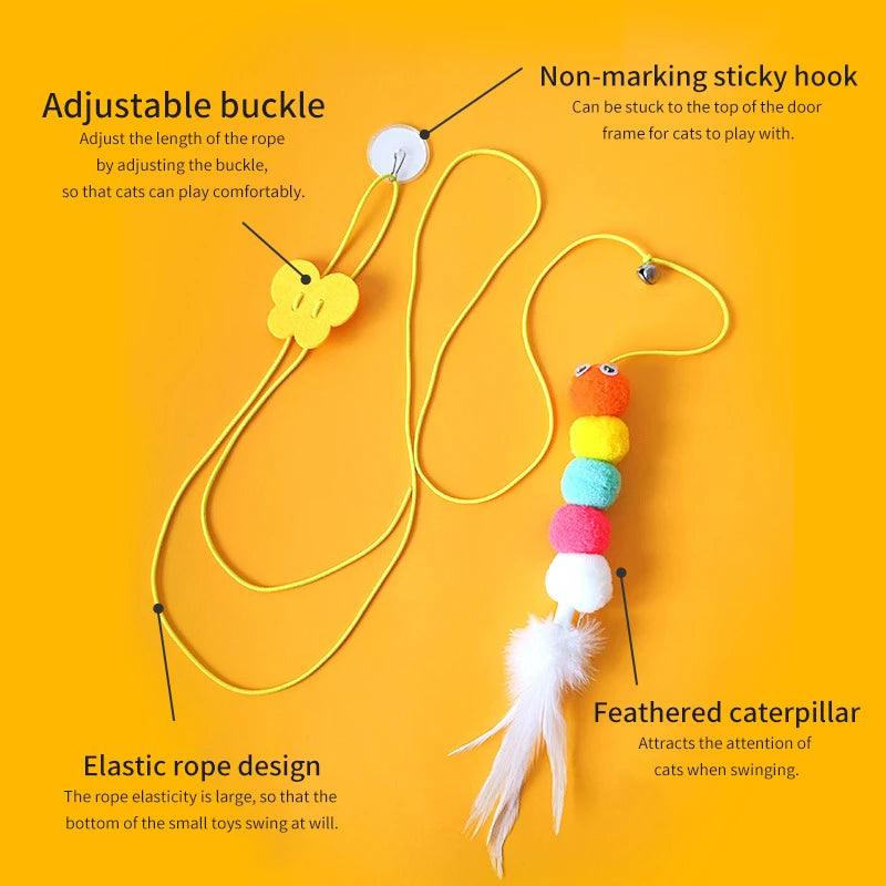 Cat Toys Swing Sticky Disc Elastic Hanging Door Teasing Cat Rope Long Rope Teasing Cat Cat Toy Cat Accessories Pet Kitten Toy