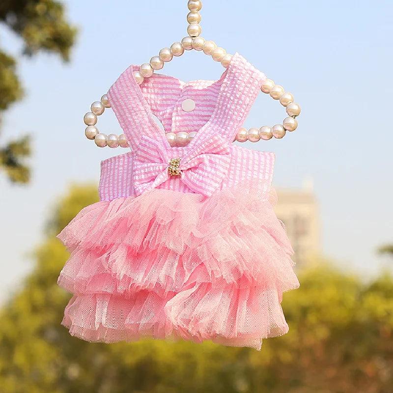 Dog Dress Puppy Summer Clothes Pet Dog Clothing Striped Suspender Mesh Skirt for Small Medium Dogs Apparel Pet Product Supplies