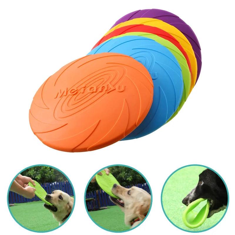 Dog Toy Flying Disc Silicone Material Sturdy Resistant Bite Mark Repairable Pet Outdoor Training Entertainment Throwing Type Toy