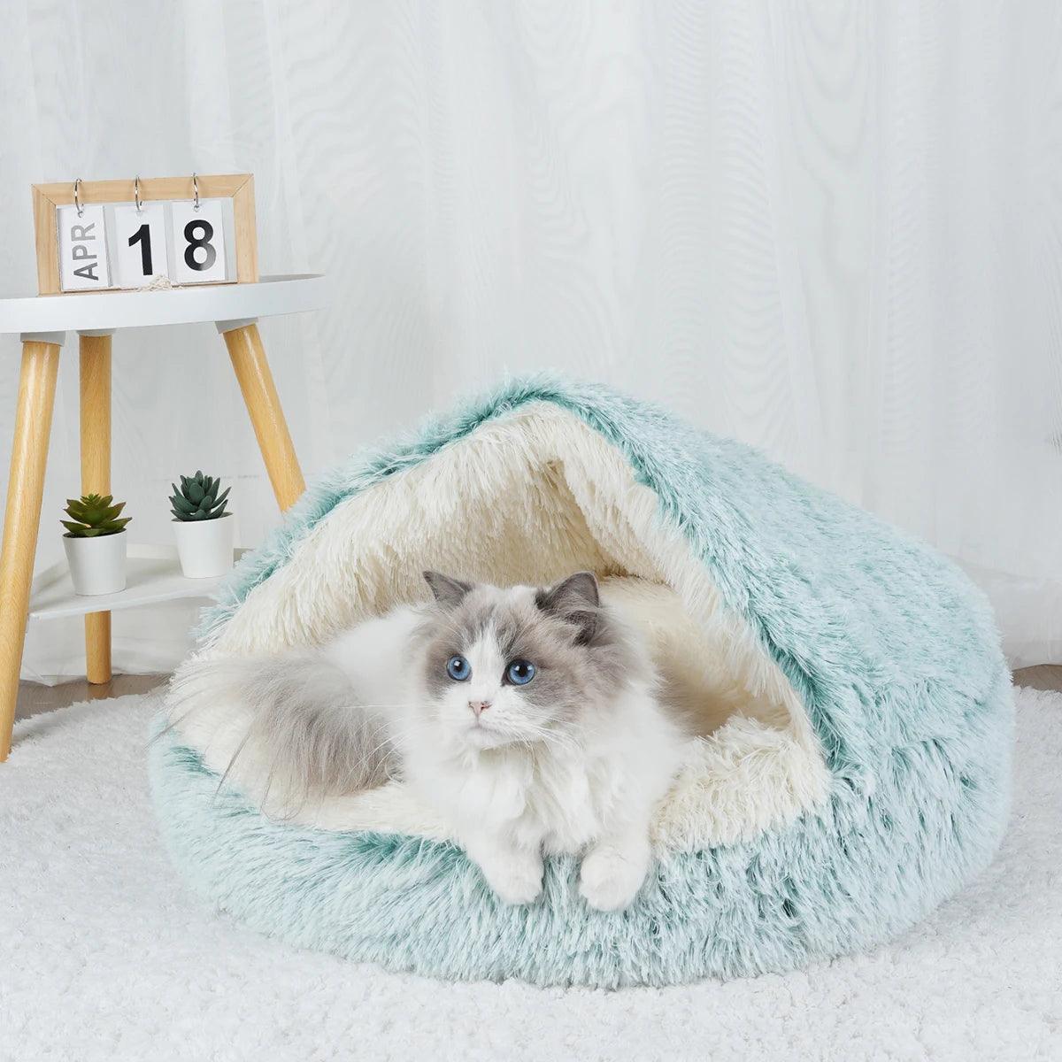 Pet Bed Basket Cats House Warm Accessories Products Supplies Tent & Furniture Kitten Sofa Cushions Clamshell Beds Winter For Cat